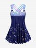 Plus Size Lip Printed Padded Boyleg Strappy Tankini Swimsuit -  