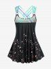 Plus Size Lip Printed Padded Boyleg Strappy Tankini Swimsuit -  