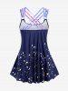 Plus Size Lip Printed Padded Boyleg Strappy Tankini Swimsuit -  