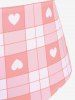 Plus Size Valentines Heart Bowknot Crisscross Padded Three Piece Tankini Swimsuit -  