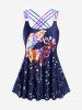 Plus Size Lip Printed Padded Boyleg Strappy Tankini Swimsuit -  