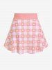 Plus Size Valentines Heart Bowknot Crisscross Padded Three Piece Tankini Swimsuit -  