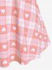 Plus Size Valentines Heart Bowknot Crisscross Padded Three Piece Tankini Swimsuit -  
