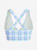 Plus Size Valentines Heart Bowknot Crisscross Padded Three Piece Tankini Swimsuit -  