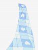 Plus Size Valentines Heart Bowknot Crisscross Padded Three Piece Tankini Swimsuit -  
