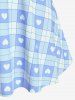 Plus Size Valentines Heart Bowknot Crisscross Padded Three Piece Tankini Swimsuit -  