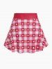 Plus Size Valentines Heart Bowknot Crisscross Padded Three Piece Tankini Swimsuit -  
