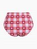 Plus Size Valentines Heart Bowknot Crisscross Padded Three Piece Tankini Swimsuit -  