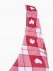 Plus Size Valentines Heart Bowknot Crisscross Padded Three Piece Tankini Swimsuit -  