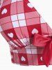 Plus Size Valentines Heart Bowknot Crisscross Padded Three Piece Tankini Swimsuit -  