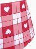 Plus Size Valentines Heart Bowknot Crisscross Padded Three Piece Tankini Swimsuit -  