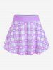 Maillot de bain tankini trois pièces rembourré avec nœud papillon en forme de cœur et bretelles croisées, grandes tailles, pour la Saint-Valentin - Violet clair 2X | US 18-20