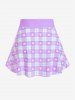 Maillot de bain tankini trois pièces rembourré avec nœud papillon en forme de cœur et bretelles croisées, grandes tailles, pour la Saint-Valentin - Violet clair 2X | US 18-20