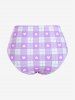 Maillot de bain tankini trois pièces rembourré avec nœud papillon en forme de cœur et bretelles croisées, grandes tailles, pour la Saint-Valentin - Violet clair 2X | US 18-20
