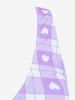 Maillot de bain tankini trois pièces rembourré avec nœud papillon en forme de cœur et bretelles croisées, grandes tailles, pour la Saint-Valentin - Violet clair 2X | US 18-20
