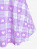 Maillot de bain tankini trois pièces rembourré avec nœud papillon en forme de cœur et bretelles croisées, grandes tailles, pour la Saint-Valentin - Violet clair 2X | US 18-20