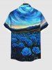 Tenue de Plage à Imprimé Roses Peintes et Spirale sur la Plage pour Couples Grande-Taille - Bleu Ciel 