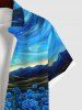 Tenue de Plage à Imprimé Roses Peintes et Spirale sur la Plage pour Couples Grande-Taille - Bleu Ciel 