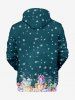 Sweat à Capuche Père Noël Cadeau et Flocon de Neige Imprimés de Grande Taille avec Poche à Manches Longues - Vert XL