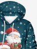 Sweat à Capuche Père Noël Cadeau et Flocon de Neige Imprimés de Grande Taille avec Poche à Manches Longues - Vert XL