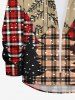 Plus Size Christmas Plaid Tree Snowflake Print Button Long Sleeves Shirt For Men -  