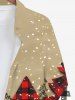 Plus Size Christmas Plaid Tree Snowflake Print Button Long Sleeves Shirt For Men -  