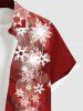 Chemise à Boutons avec Poche Kangourou et à Imprimé Etoiles Lumineuses et Flocons de Neige pour Hommes Grande-Taille - Rouge L