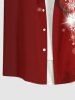 Chemise à Boutons avec Poche Kangourou et à Imprimé Etoiles Lumineuses et Flocons de Neige pour Hommes Grande-Taille - Rouge L