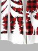 Plus Size Christmas Tree Elk Snowflake Plaid Print Button Pocket Shirt For Men -  