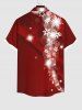 Chemise à Boutons avec Poche Kangourou et à Imprimé Etoiles Lumineuses et Flocons de Neige pour Hommes Grande-Taille - Rouge 4XL