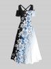 Maxi Robe Ligne A Croisée Ombrée Flocon de Neige de Noël Imprimé de Grande Taille - Multi-A 4X