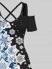 Maxi Robe Ligne A Croisée Ombrée Flocon de Neige de Noël Imprimé de Grande Taille - Multi-A 4X