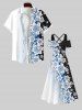 Maxi Robe Ligne A Croisée Ombrée Flocon de Neige de Noël Imprimé de Grande Taille - Multi-A 4X