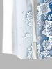 Plus Size Snowflake Print Christmas Ombre Button Pocket Shirt For Men -  