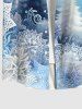 Plus Size Christmas Tree Snowflake Floral Ombre Print Buttons Pocket Shirt For Men -  