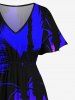 Plus Size Coconut Tree Sunset Sea Print Split Hawaii Midi Dress -  