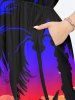 Plus Size Coconut Tree Sunset Sea Print Split Hawaii Midi Dress -  