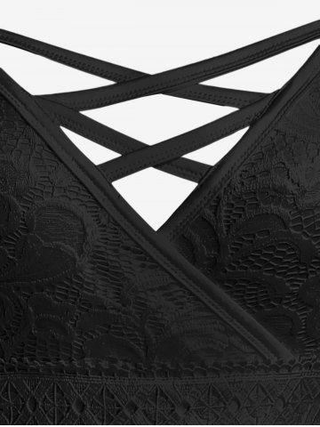 Plus Size Lace and Chiffon Ruffled Crisscross Maxi Sleeveless Wedding Dress