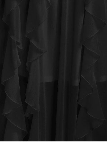 Plus Size Lace and Chiffon Ruffled Crisscross Maxi Sleeveless Wedding Dress