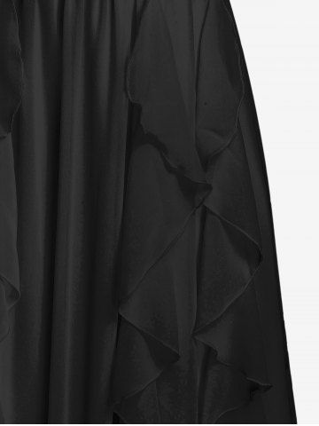 Plus Size Lace and Chiffon Ruffled Crisscross Maxi Sleeveless Wedding Dress