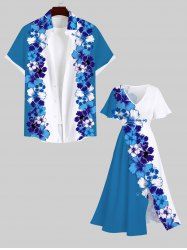 Tenue Chic pour Plage en Blocs de Couleurs Étanche Imprimé Hibiscus et Fleurs Grande-Taille - Multi-A 