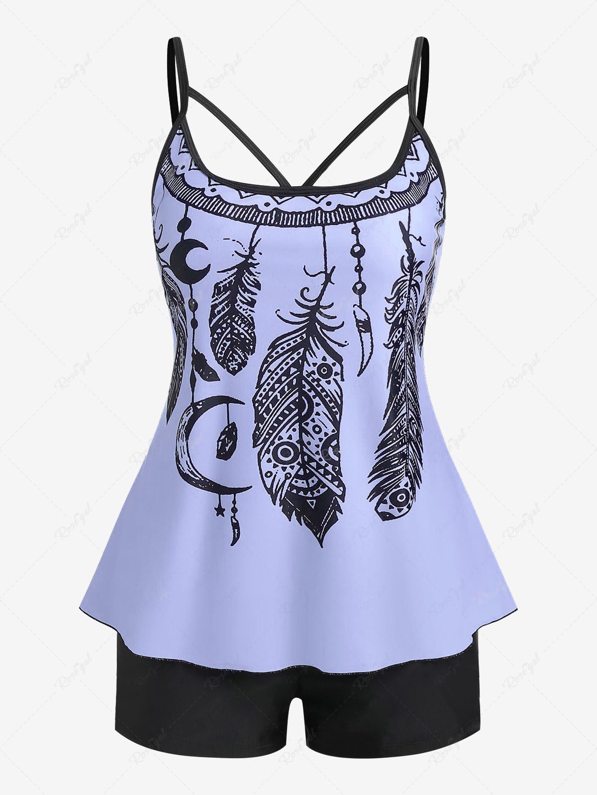 Store Plus Size Dreamcatcher Print Modest Tankini Swimsuit  