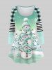 Montre de Noël Bonhomme de Neige Rayures et Sapin de Noël Grande Taille pour Couples - Vert clair 