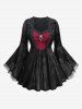 Tenue en 1 Pièce à Volants et Poches en Velours de Couleur Unie Grande Taille - Noir 