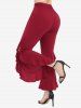 Tenue en 1 Pièce à Volants et Poches en Velours de Couleur Unie Grande Taille - Noir 