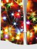 Plus Size Christmas Star Colorful Light Glitter Light Beam 3D Print Buttons Pocket Shirt For Men -  