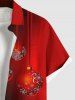 Chemise à Boutons avec Poche et à Imprimé Boules de Noël et Flocons de Neige Grande-Taille pour Hommes - Rouge M