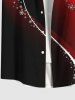 Chemise à Boutons avec Poche et à Imprimé Boules de Noël et Flocons de Neige Grande-Taille pour Hommes - Rouge XL