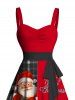Christmas Plaid Santa Claus Letter Half And Half Print Belted Mini Dress -  