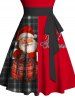 Christmas Plaid Santa Claus Letter Half And Half Print Belted Mini Dress -  